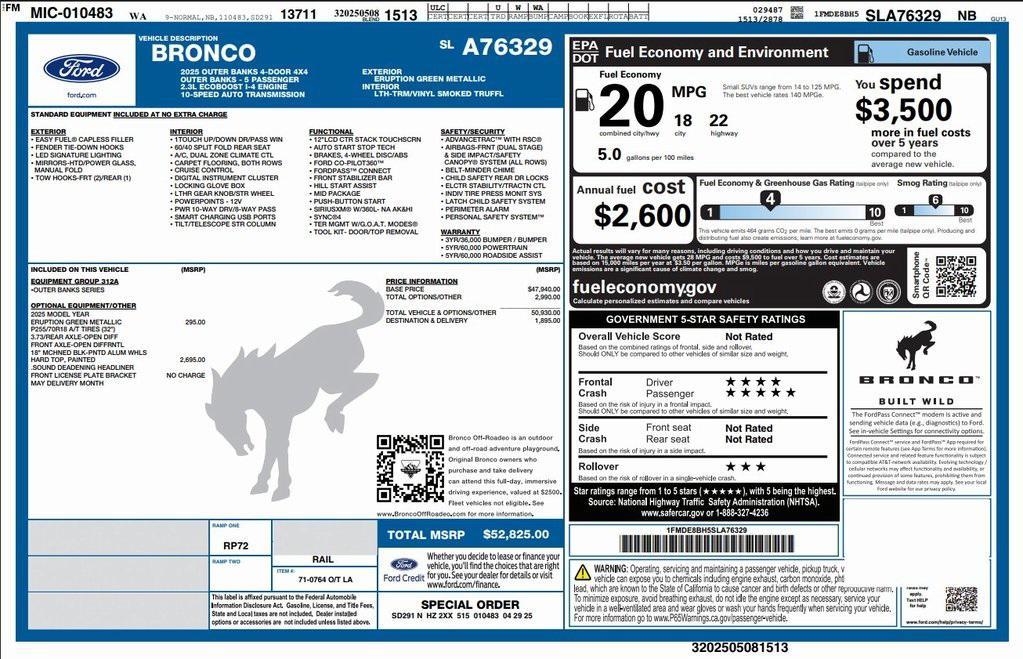 used 2025 Ford Bronco car, priced at $44,973