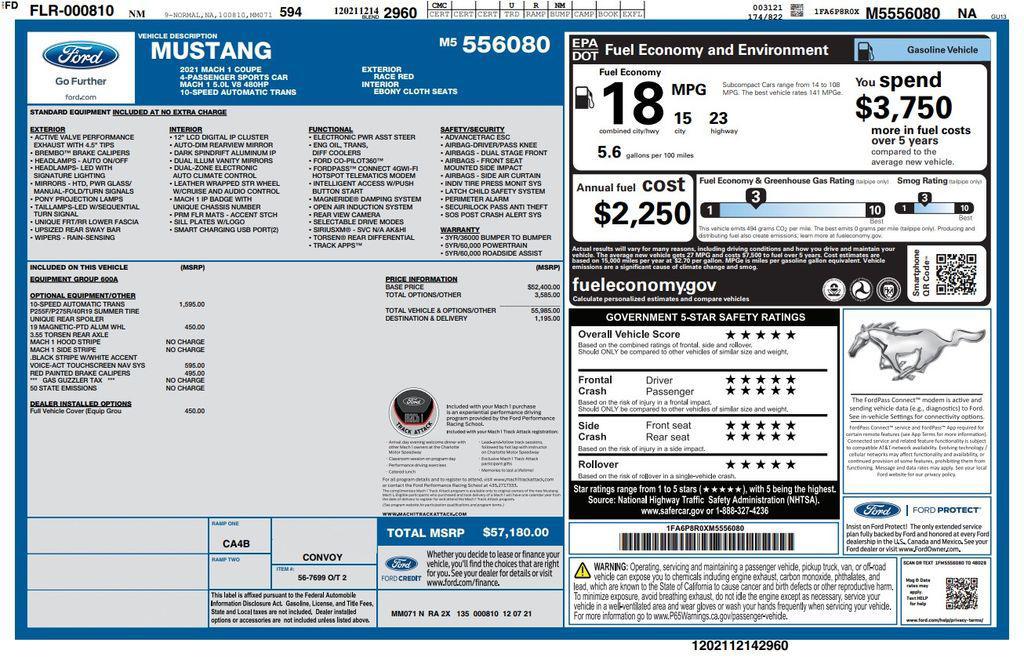 used 2021 Ford Mustang car, priced at $54,072