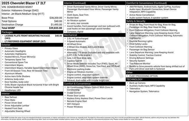 used 2025 Chevrolet Blazer car