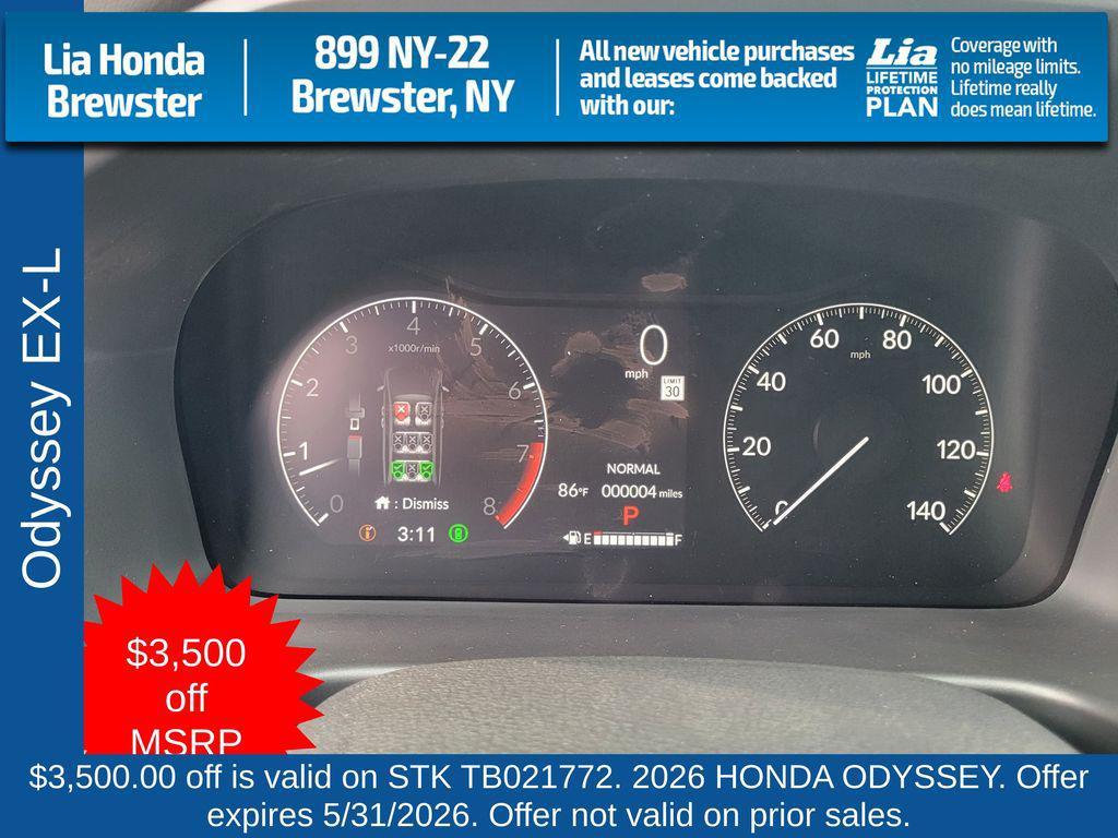 new 2026 Honda Odyssey car, priced at $44,745