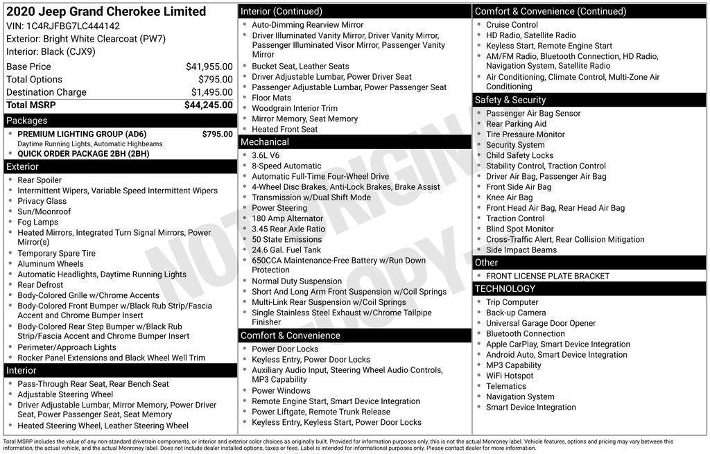 used 2020 Jeep Grand Cherokee car, priced at $22,527