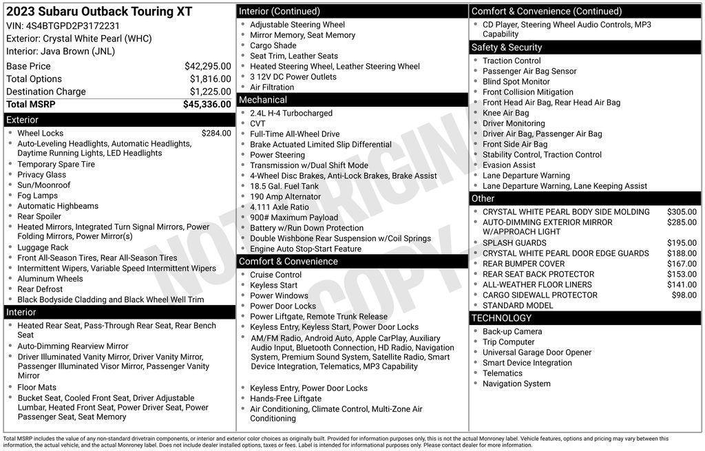 used 2023 Subaru Outback car, priced at $27,625