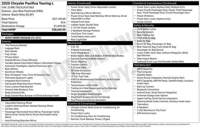 used 2020 Chrysler Pacifica car, priced at $17,519