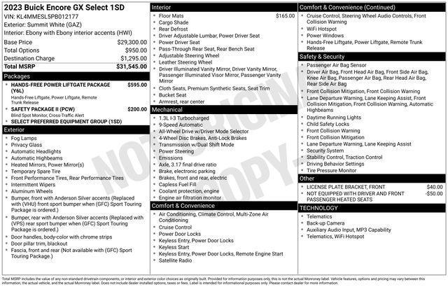 used 2023 Buick Encore GX car, priced at $22,642