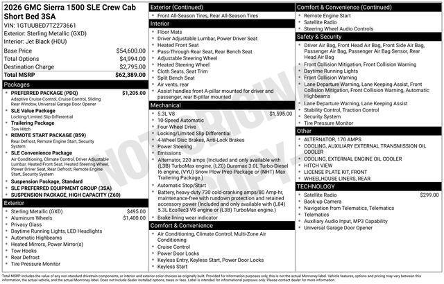new 2026 GMC Sierra 1500 car, priced at $62,389