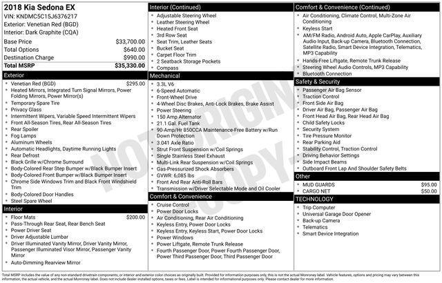 used 2018 Kia Sedona car, priced at $13,965