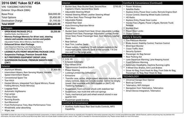 used 2016 GMC Yukon car, priced at $15,642
