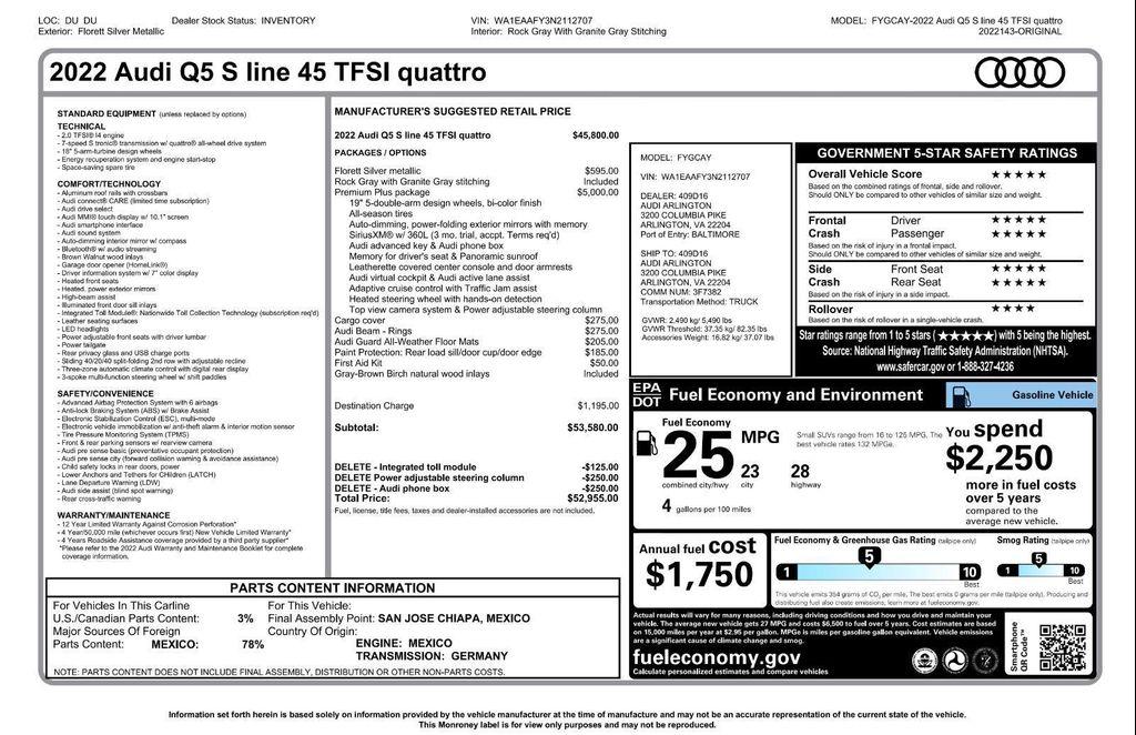 used 2022 Audi Q5 car, priced at $30,995