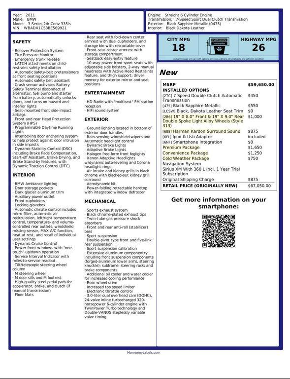 used 2011 BMW 335 car, priced at $21,995