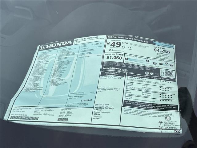 new 2025 Honda Civic Hybrid car, priced at $31,628