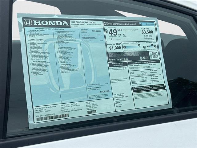 new 2026 Honda Civic Hybrid car, priced at $29,572