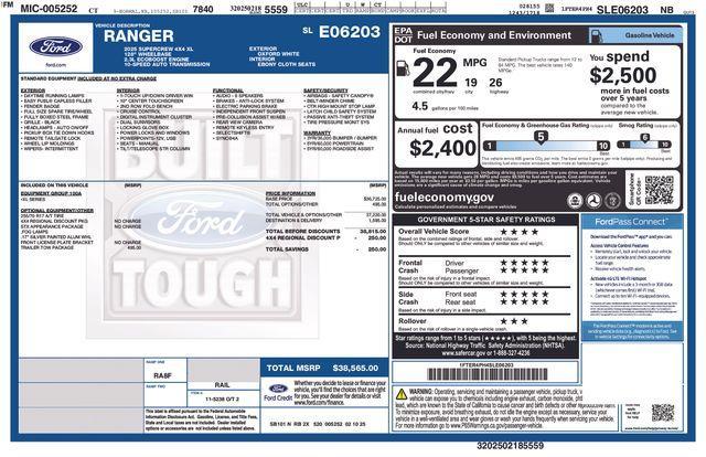 new 2025 Ford Ranger car, priced at $35,513