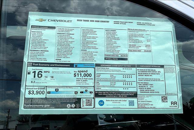 new 2026 Chevrolet Tahoe car, priced at $86,352