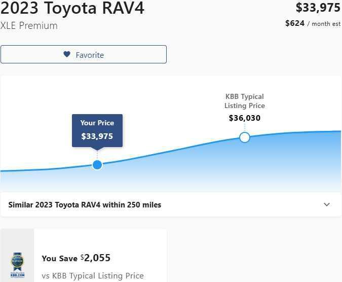 used 2023 Toyota RAV4 car, priced at $33,975