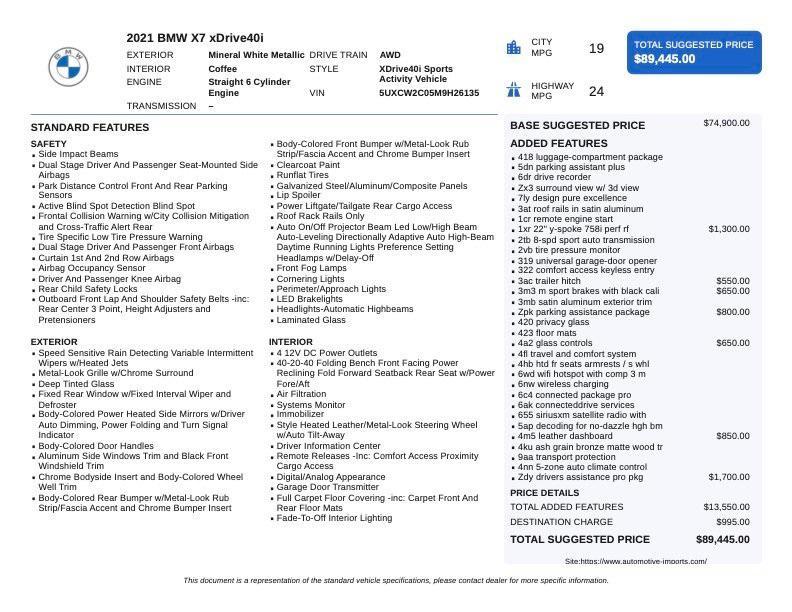 used 2021 BMW X7 car, priced at $41,000