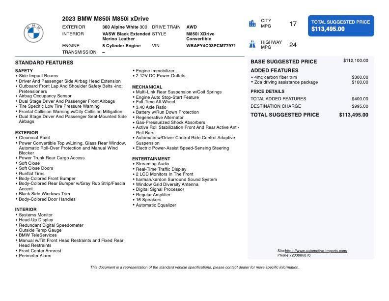 used 2023 BMW M850 car, priced at $73,700
