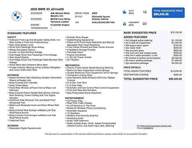 used 2020 BMW X5 car, priced at $37,300