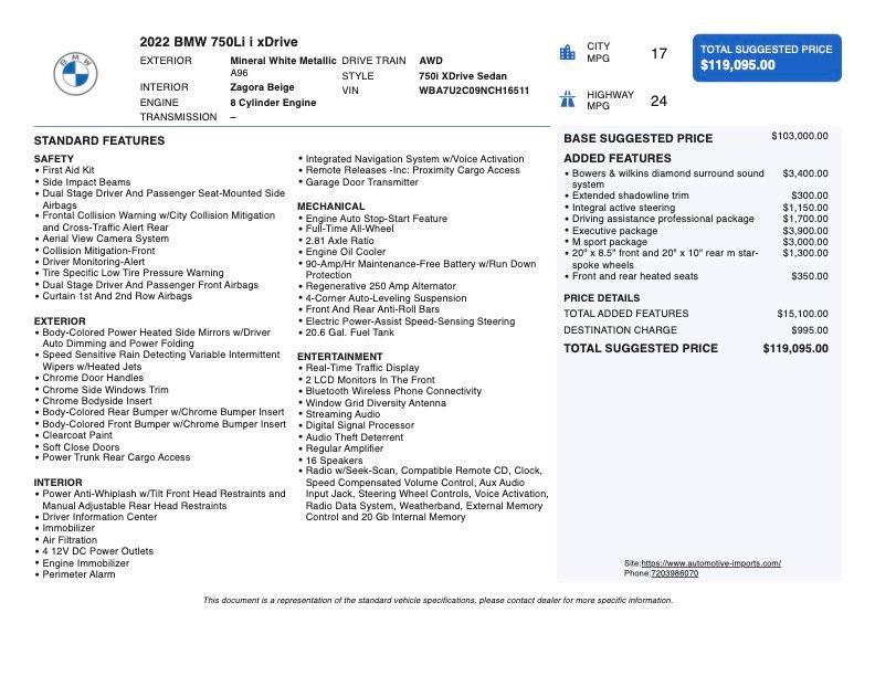 used 2022 BMW 750 car, priced at $50,270