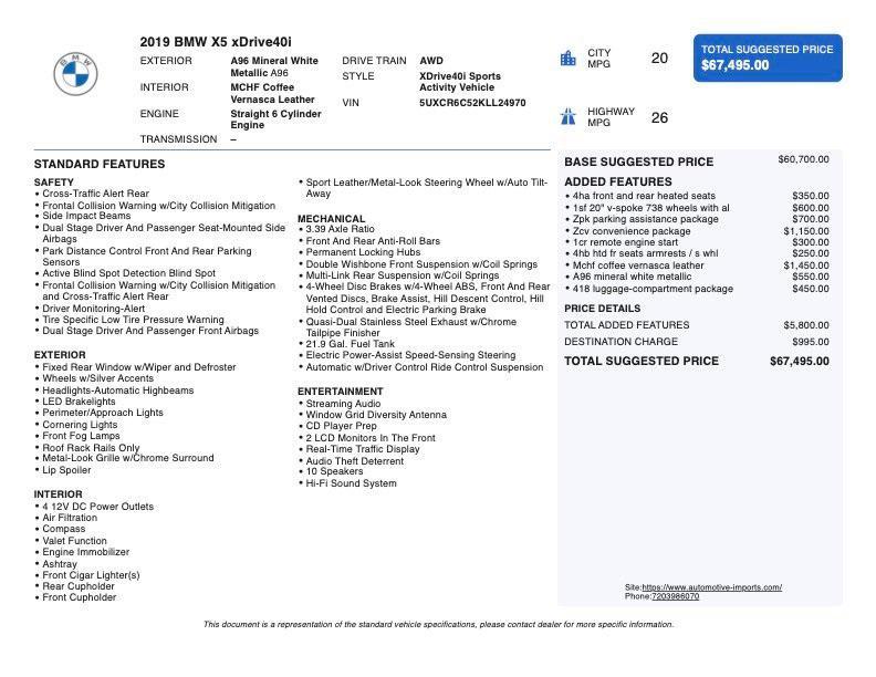 used 2019 BMW X5 car, priced at $26,746