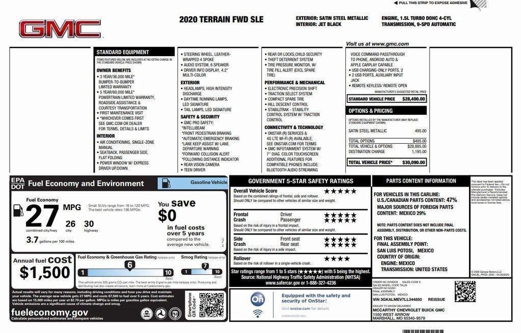 used 2020 GMC Terrain car, priced at $10,000