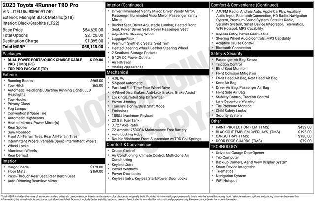 used 2023 Toyota 4Runner car, priced at $50,521