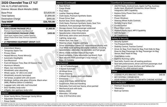 used 2020 Chevrolet Trax car, priced at $20,085