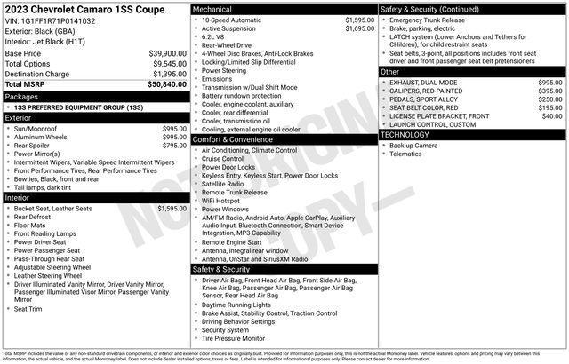 used 2023 Chevrolet Camaro car, priced at $40,716