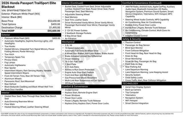 new 2026 Honda Passport car, priced at $55,775