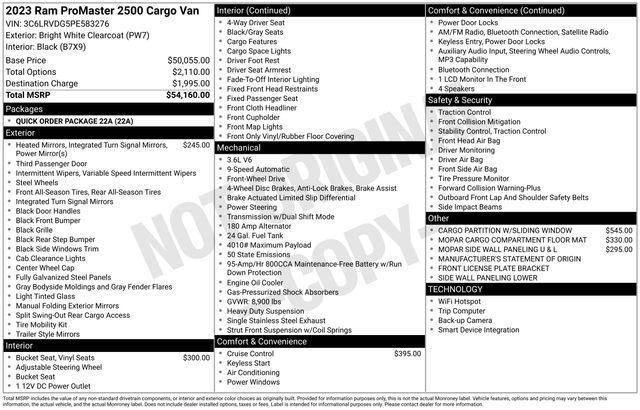 used 2023 Ram ProMaster 2500 car, priced at $28,995