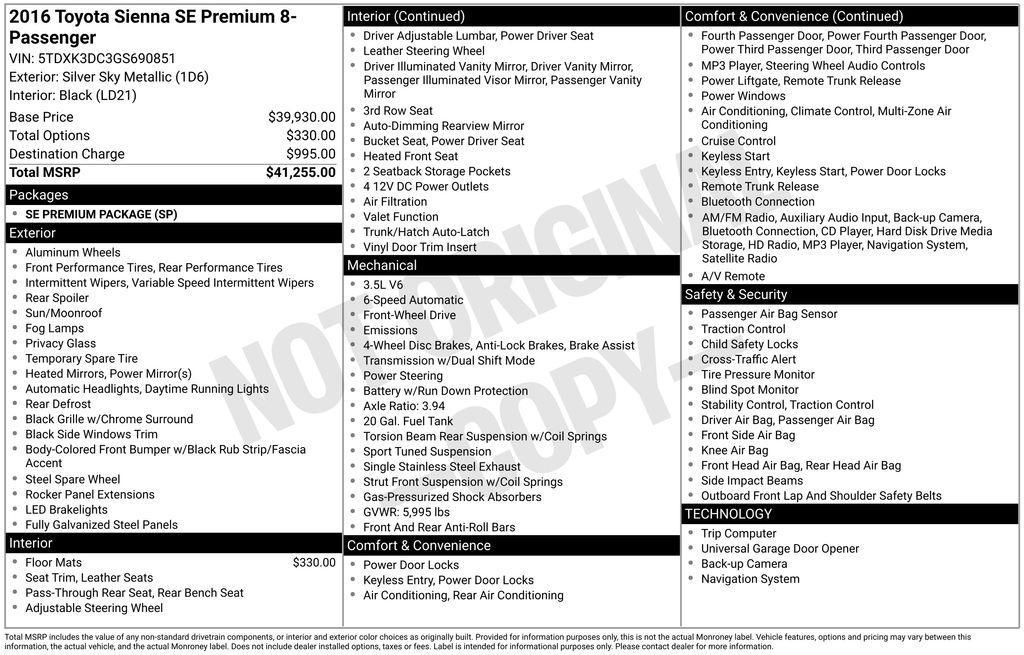 used 2016 Toyota Sienna car, priced at $11,771