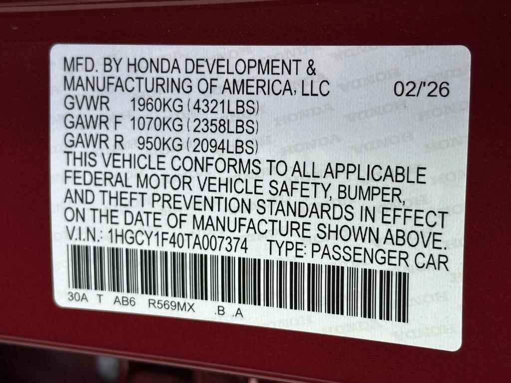 new 2026 Honda Accord car, priced at $32,345