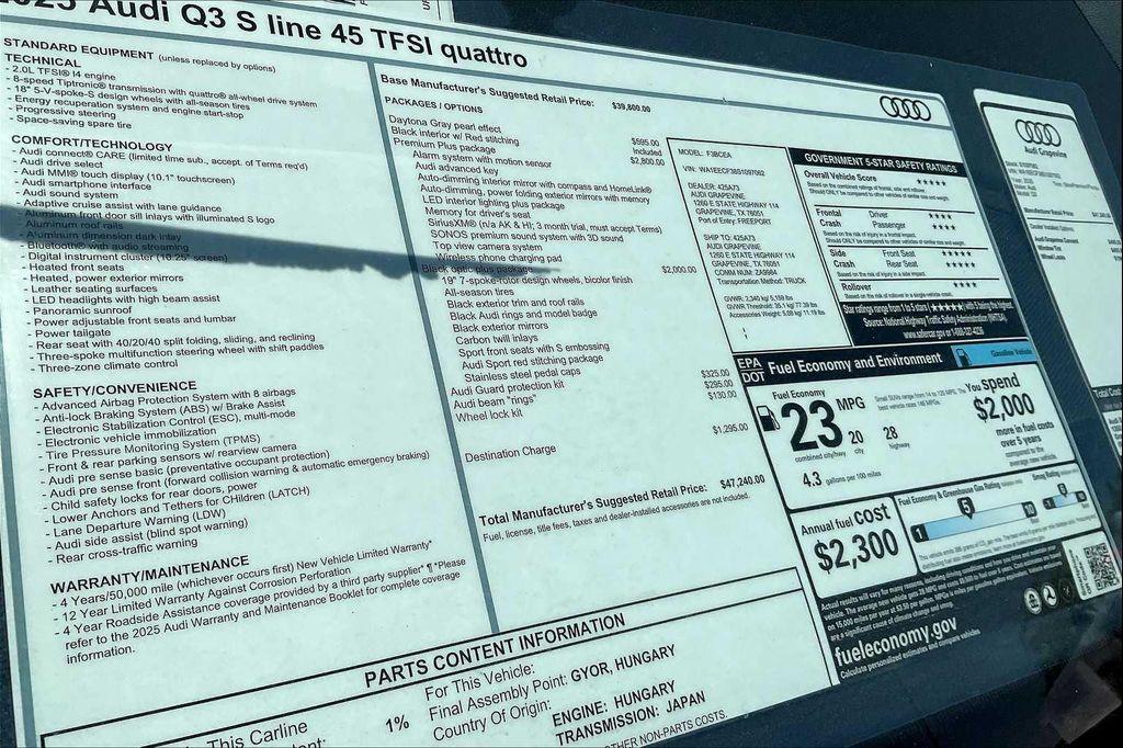 new 2025 Audi Q3 car, priced at $44,240