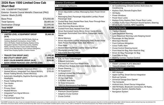 new 2026 Ram 1500 car, priced at $79,985