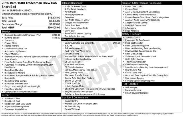 new 2025 Ram 1500 car, priced at $52,185