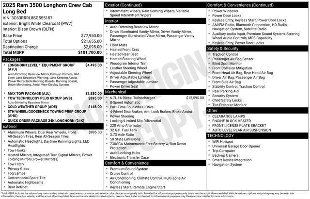new 2025 Ram 3500 car, priced at $93,000