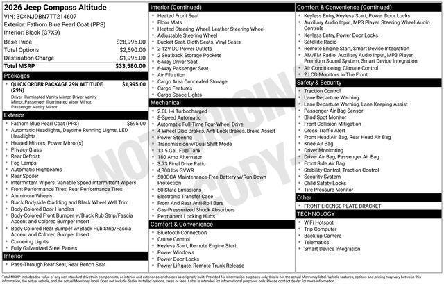new 2026 Jeep Compass car, priced at $33,580