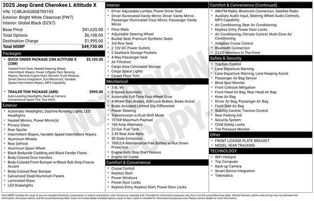 new 2025 Jeep Grand Cherokee L car, priced at $42,787