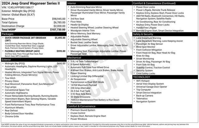 new 2024 Jeep Grand Wagoneer car, priced at $96,750