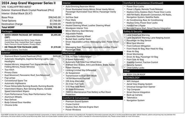 new 2024 Jeep Grand Wagoneer car, priced at $95,750