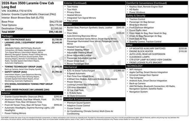 new 2026 Ram 3500 car, priced at $86,085