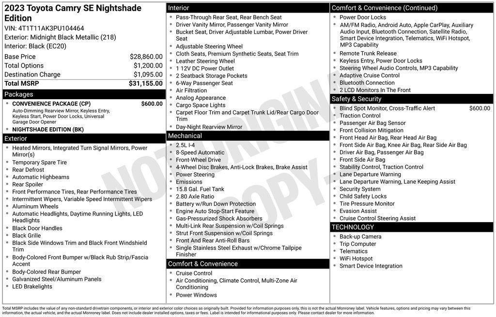 used 2023 Toyota Camry car, priced at $21,767