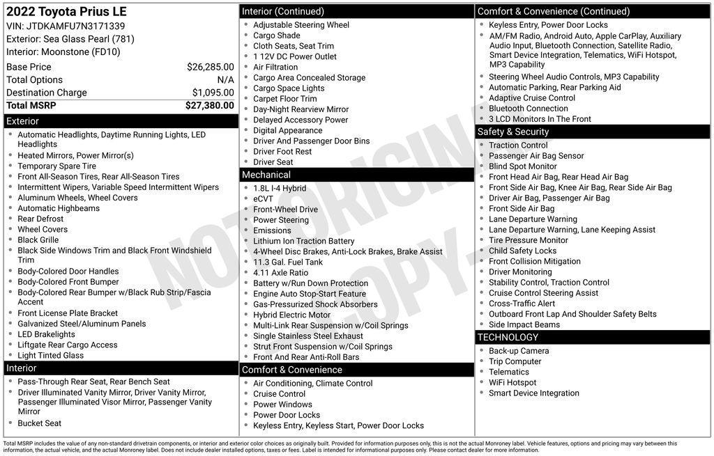 used 2022 Toyota Prius car, priced at $17,698