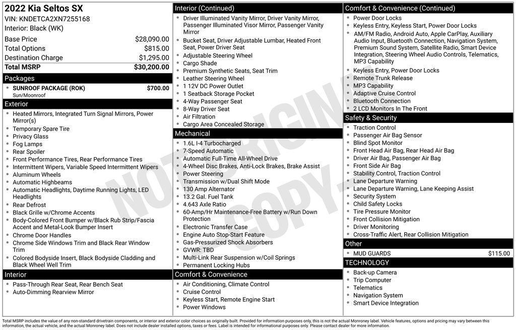 used 2022 Kia Seltos car, priced at $22,201