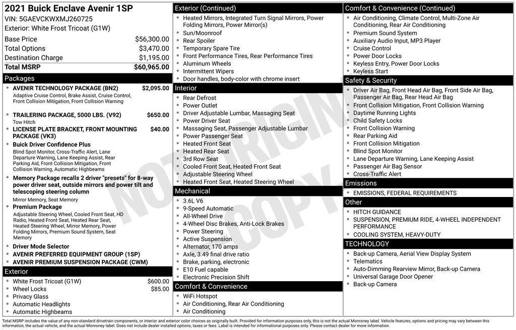 used 2021 Buick Enclave car, priced at $29,700