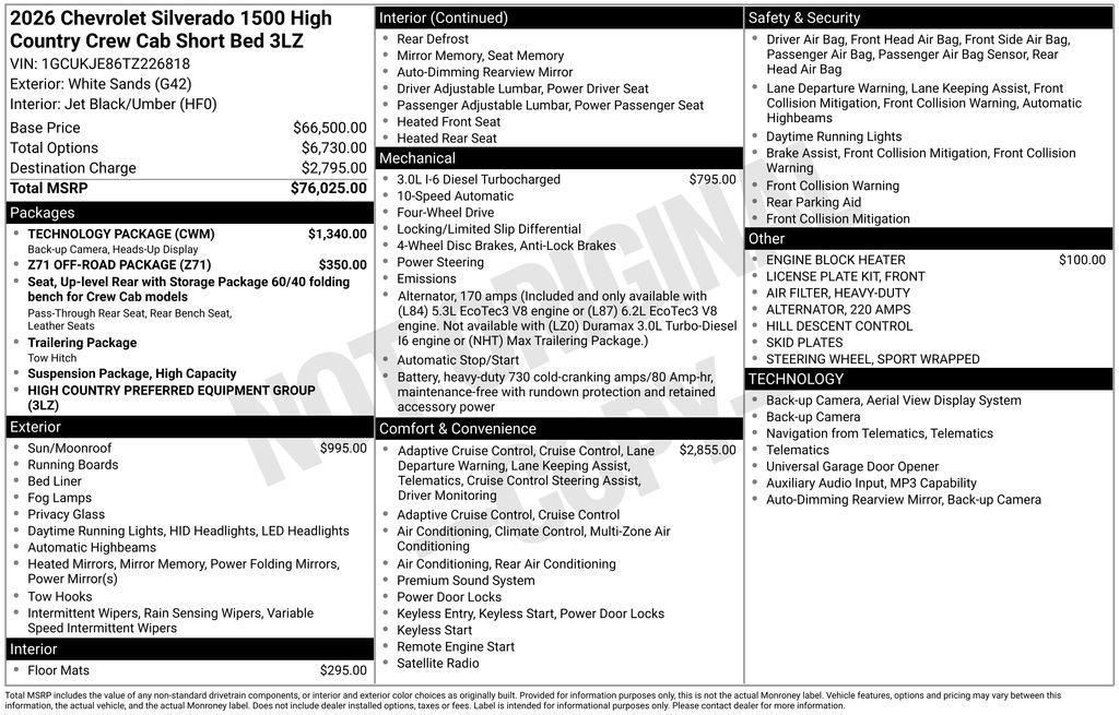 new 2026 Chevrolet Silverado 1500 car, priced at $66,980