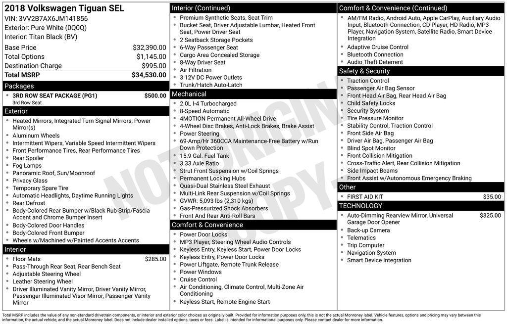 used 2018 Volkswagen Tiguan car, priced at $16,980