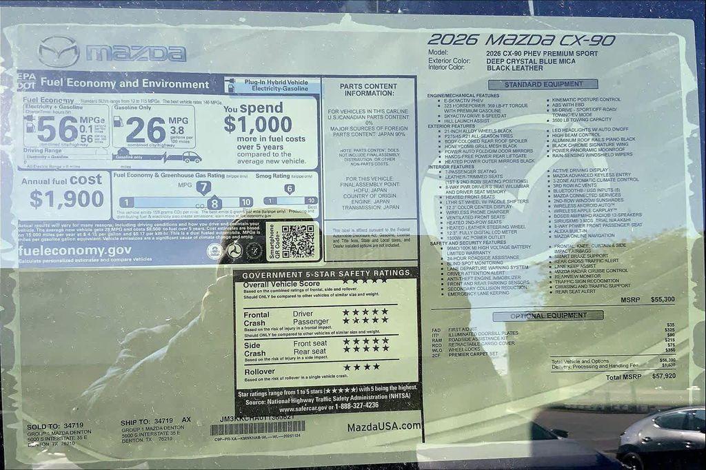 new 2026 Mazda CX-90 PHEV car, priced at $53,370