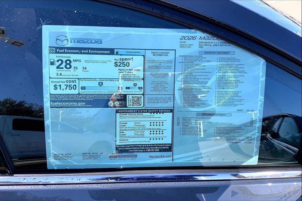 new 2026 Mazda Mazda3 car, priced at $31,570