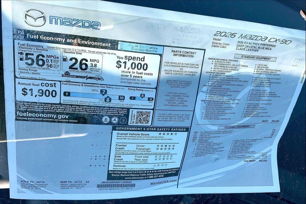 new 2026 Mazda CX-90 PHEV car, priced at $48,050