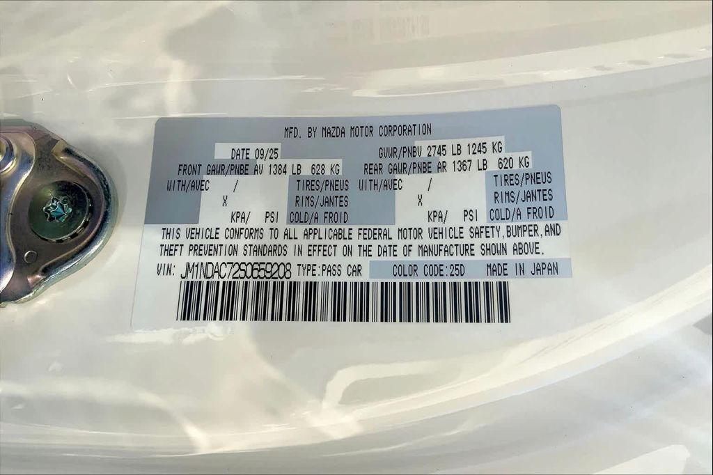 new 2025 Mazda MX-5 Miata car, priced at $35,285